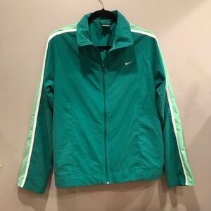 Nike Green Zip Front Lightweight Jacket L Stripe